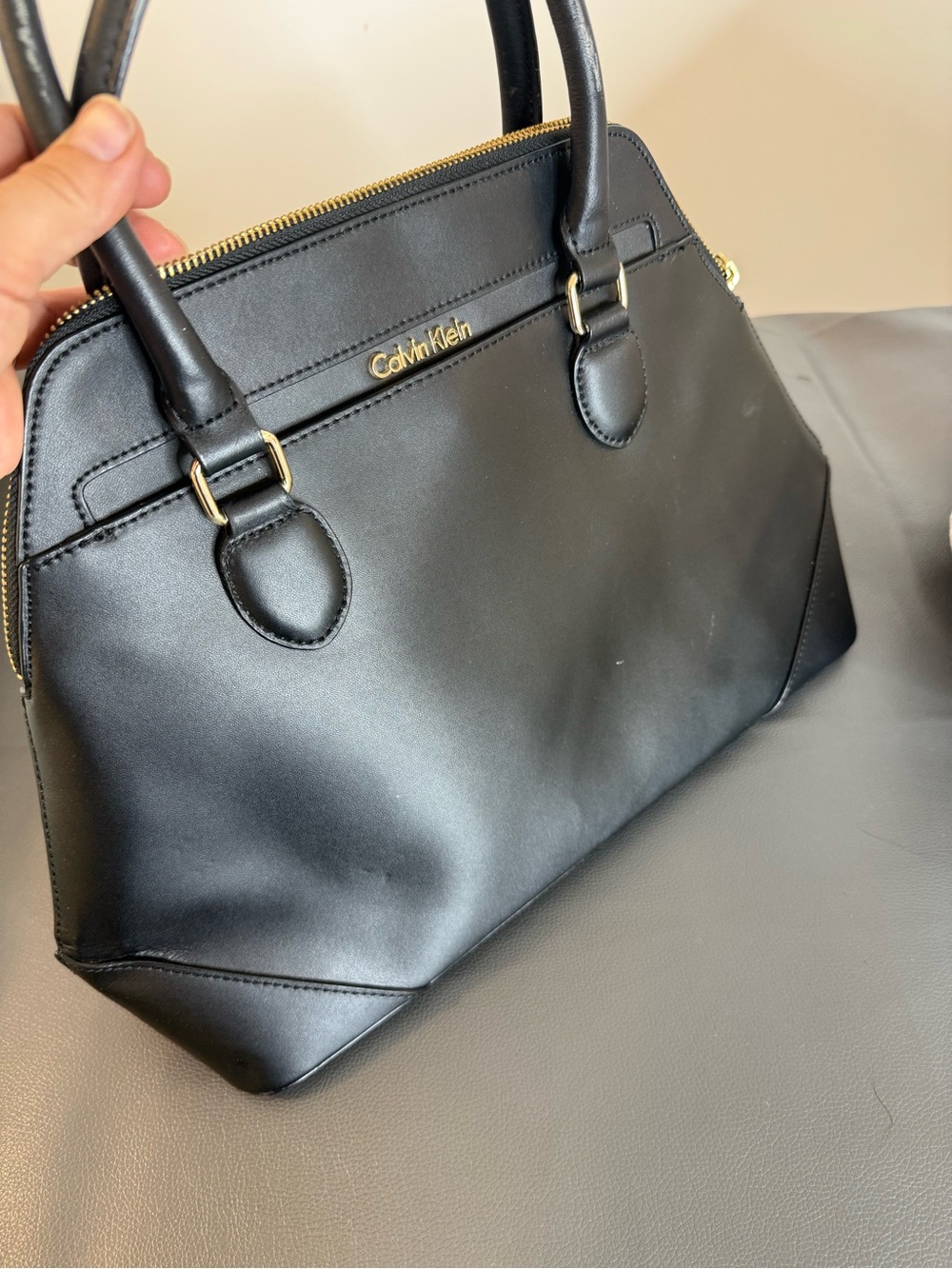 Calvin Klein Black Satchel with Gold Hardware